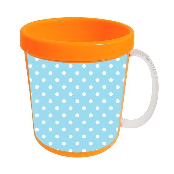 Caneca Acrílica Infantil Personalizada Poá Azul Bebê