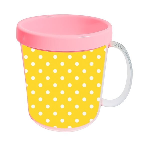Caneca Acrílica Infantil Personalizada Poá Amarelo