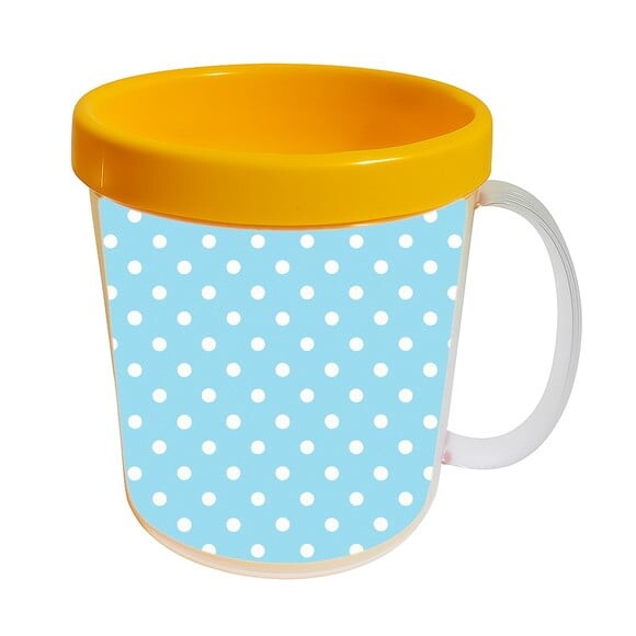 Caneca Acrílica Infantil Personalizada Poá Azul Bebê