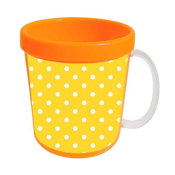 Caneca Acrílica Infantil Personalizada Poá Amarelo