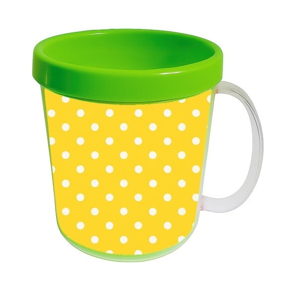 Caneca Acrílica Infantil Personalizada Poá Amarelo