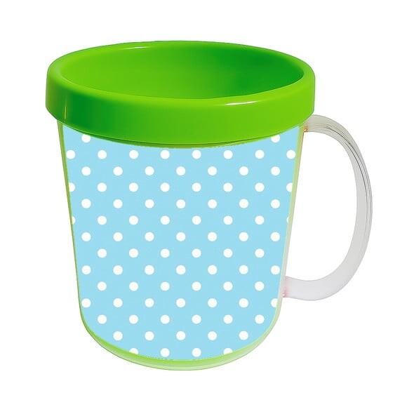 Caneca Acrílica Infantil Personalizada Poá Azul Bebê