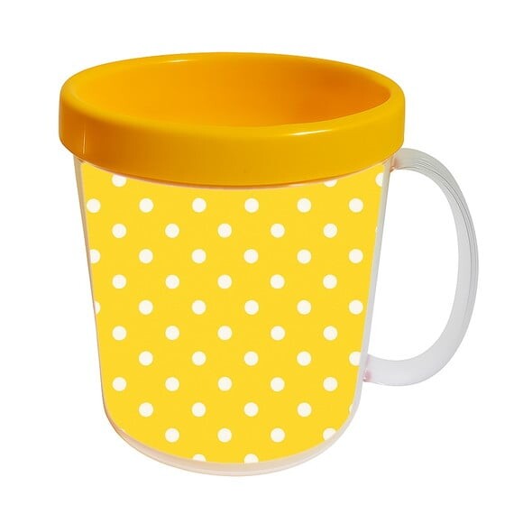 Caneca Acrílica Infantil Personalizada Poá Amarelo