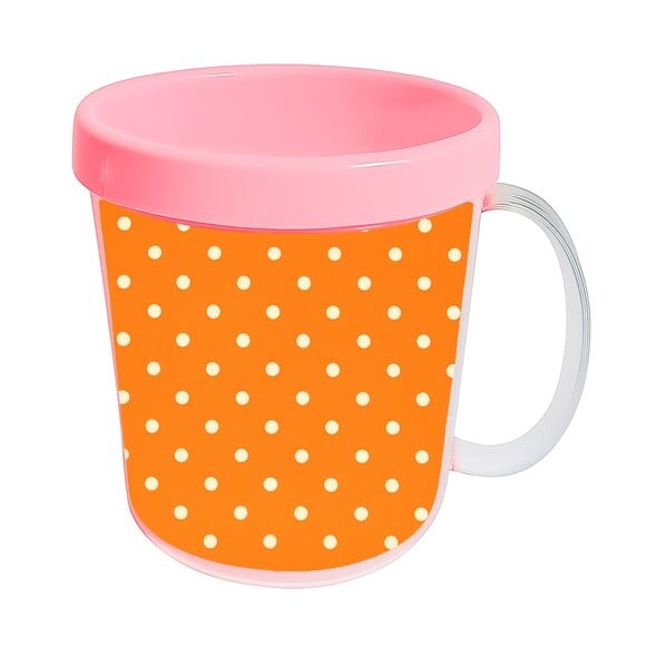 Caneca Acrílica Infantil Personalizada Poá Laranja