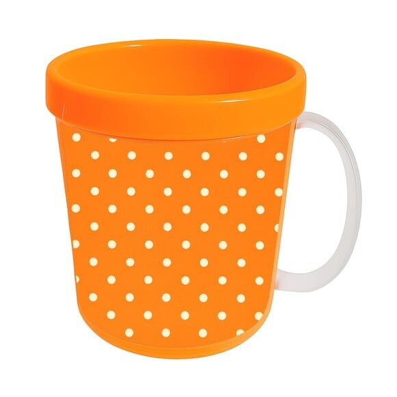 Caneca Acrílica Infantil Personalizada Poá Laranja