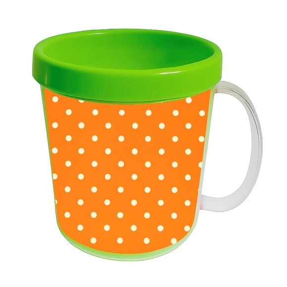Caneca Acrílica Infantil Personalizada Poá Laranja