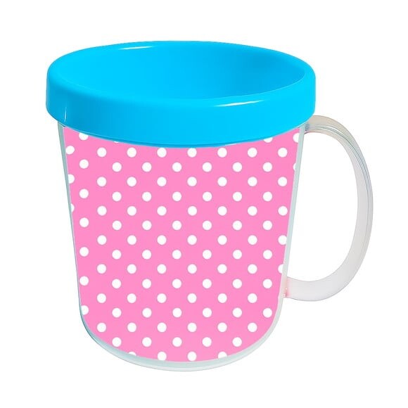 Caneca Acrílica Infantil Personalizada Poá Rosa Pink