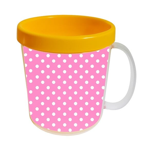 Caneca Acrílica Infantil Personalizada Poá Rosa Pink