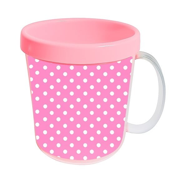 Caneca Acrílica Infantil Personalizada Poá Rosa Pink