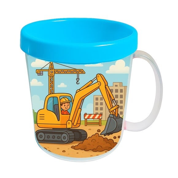 Caneca Acrílica Infantil Personalizada Retroescavadeira