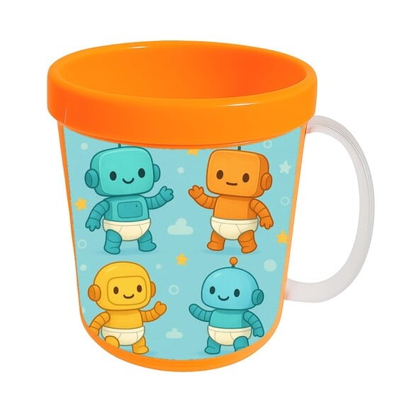 Caneca Acrílica Infantil Personalizada Robôs Baby
