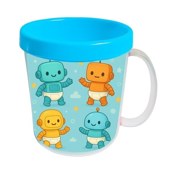 Caneca Acrílica Infantil Personalizada Robôs Baby