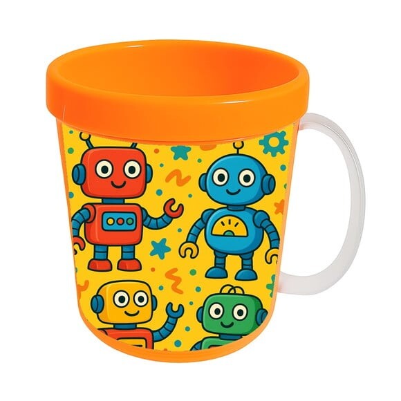 Caneca Acrílica Infantil Personalizada Robôs Divertidos