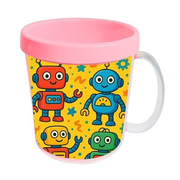 Caneca Acrílica Infantil Personalizada Robôs Divertidos
