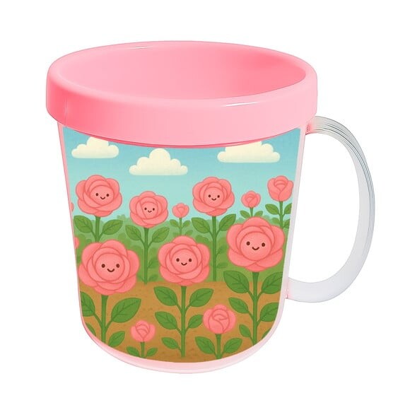 Caneca Acrílica Infantil Personalizada Rosas Fofas