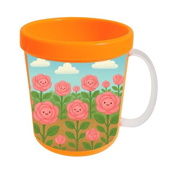 Caneca Acrílica Infantil Personalizada Rosas Fofas
