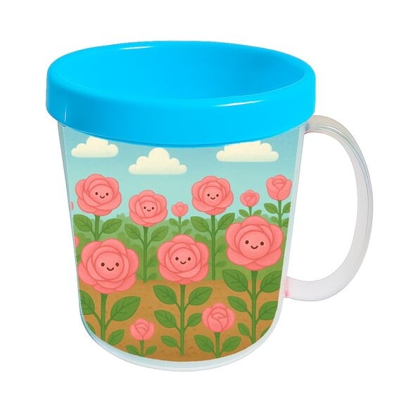 Caneca Acrílica Infantil Personalizada Rosas Fofas