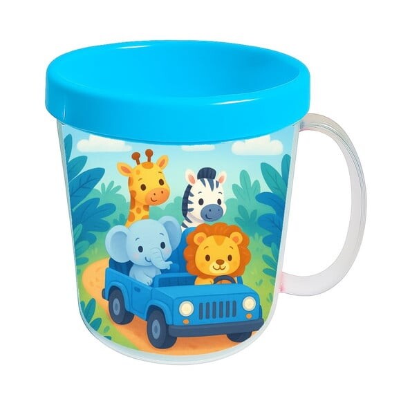 Caneca Acrílica Infantil Personalizada Safari Azul