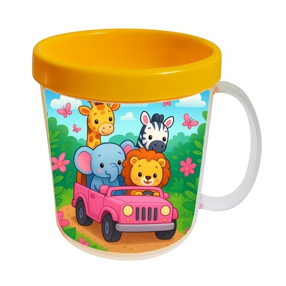 Caneca Acrílica Infantil Personalizada Safari Rosa