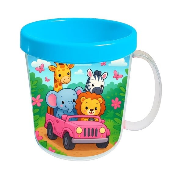 Caneca Acrílica Infantil Personalizada Safari Rosa