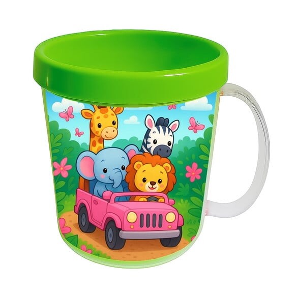 Caneca Acrílica Infantil Personalizada Safari Rosa