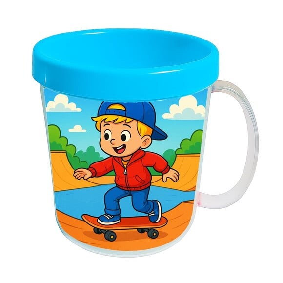 Caneca Acrílica Infantil Personalizada Skate Kids