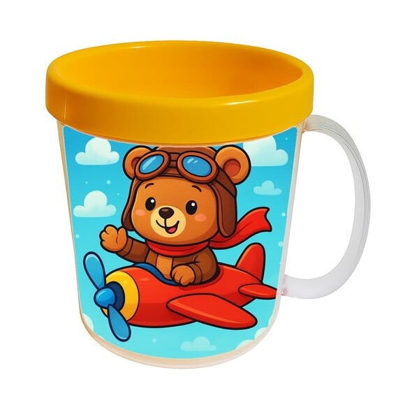Caneca Acrílica Infantil Personalizada Ursinho Aviador