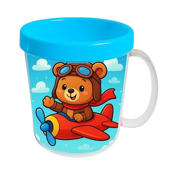 Caneca Acrílica Infantil Personalizada Ursinho Aviador