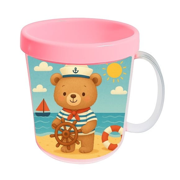 Caneca Acrílica Infantil Personalizada Ursinho Marinheiro