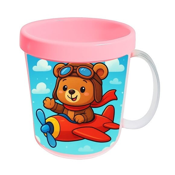 Caneca Acrílica Infantil Personalizada Ursinho Aviador