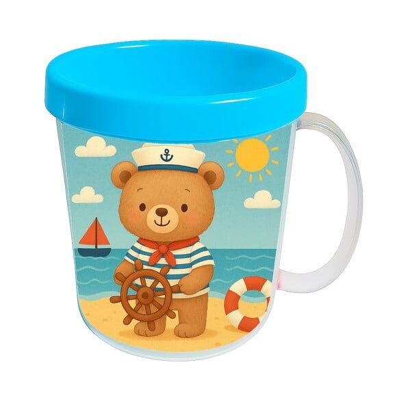 Caneca Acrílica Infantil Personalizada Ursinho Marinheiro