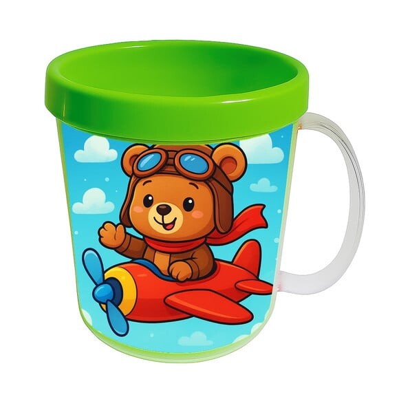 Caneca Acrílica Infantil Personalizada Ursinho Aviador