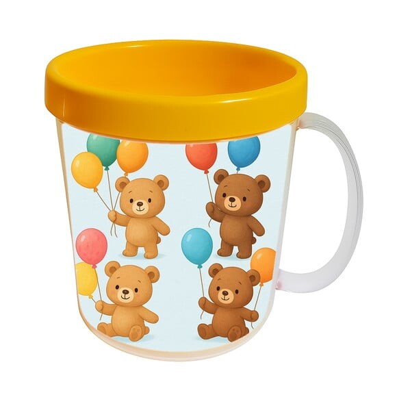 Caneca Acrílica Infantil Personalizada Ursinhos com Balões
