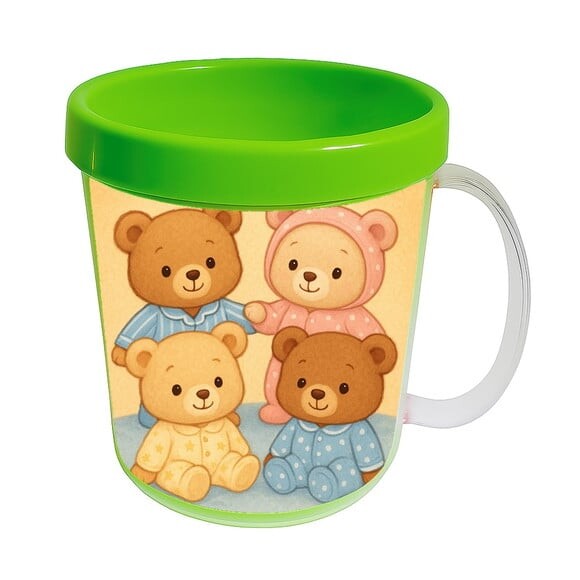 Caneca Acrílica Infantil Personalizada Ursinhos de Pijama