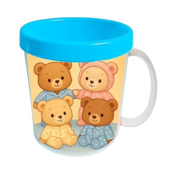 Caneca Acrílica Infantil Personalizada Ursinhos de Pijama