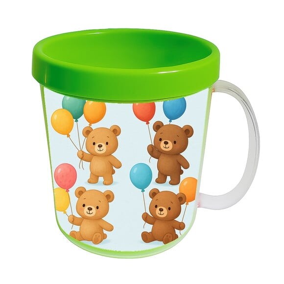 Caneca Acrílica Infantil Personalizada Ursinhos com Balões