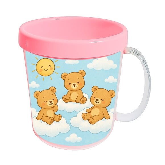 Caneca Acrílica Infantil Personalizada Ursinhos na Nuvem