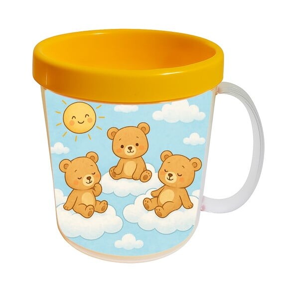 Caneca Acrílica Infantil Personalizada Ursinhos na Nuvem