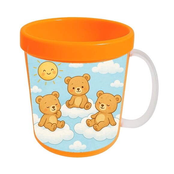 Caneca Acrílica Infantil Personalizada Ursinhos na Nuvem