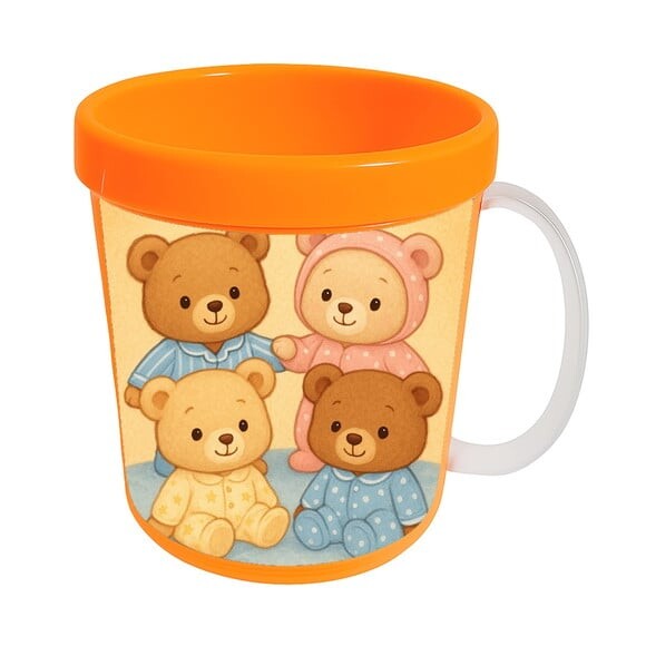 Caneca Acrílica Infantil Personalizada Ursinhos de Pijama