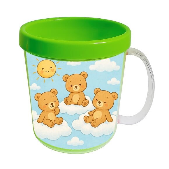 Caneca Acrílica Infantil Personalizada Ursinhos na Nuvem