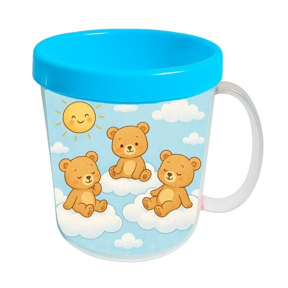 Caneca Acrílica Infantil Personalizada Ursinhos na Nuvem