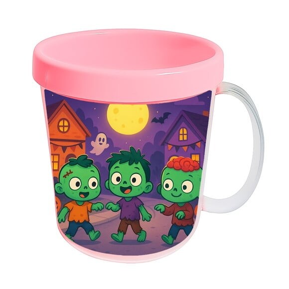 Caneca Acrílica Infantil Personalizada Zumbis Fofinhos