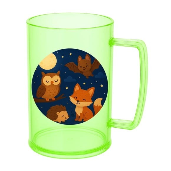Caneca de Chopp Infantil Personalizada Animais Noturnos