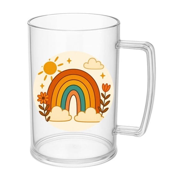 Caneca de Chopp Infantil Personalizada Arco-íris Boho