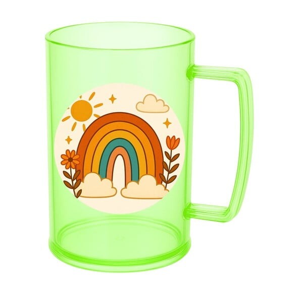 Caneca de Chopp Infantil Personalizada Arco-íris Boho