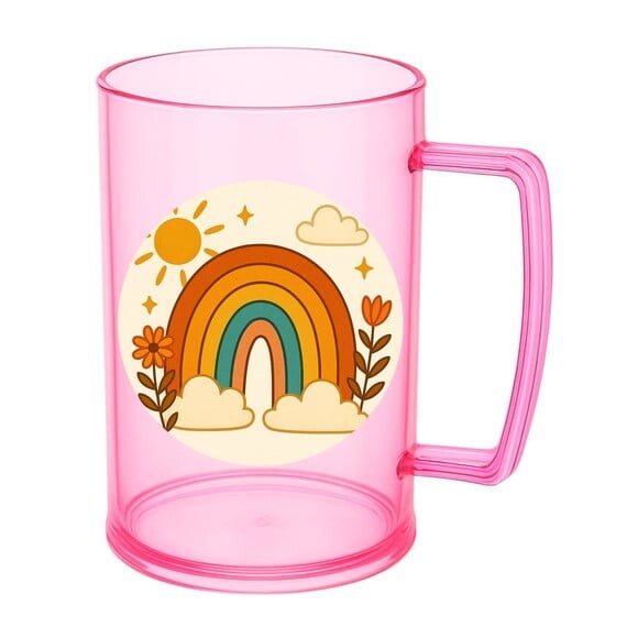 Caneca de Chopp Infantil Personalizada Arco-íris Boho