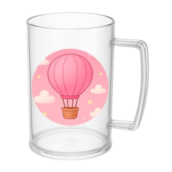 Caneca de Chopp Infantil Personalizada Balão de Ar Rosa
