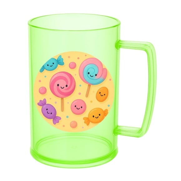 Caneca de Chopp Infantil Personalizada Balas e Pirulitos