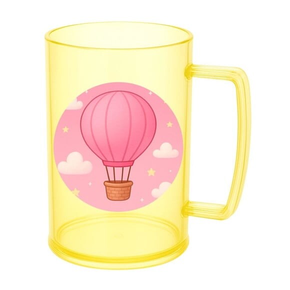 Caneca de Chopp Infantil Personalizada Balão de Ar Rosa